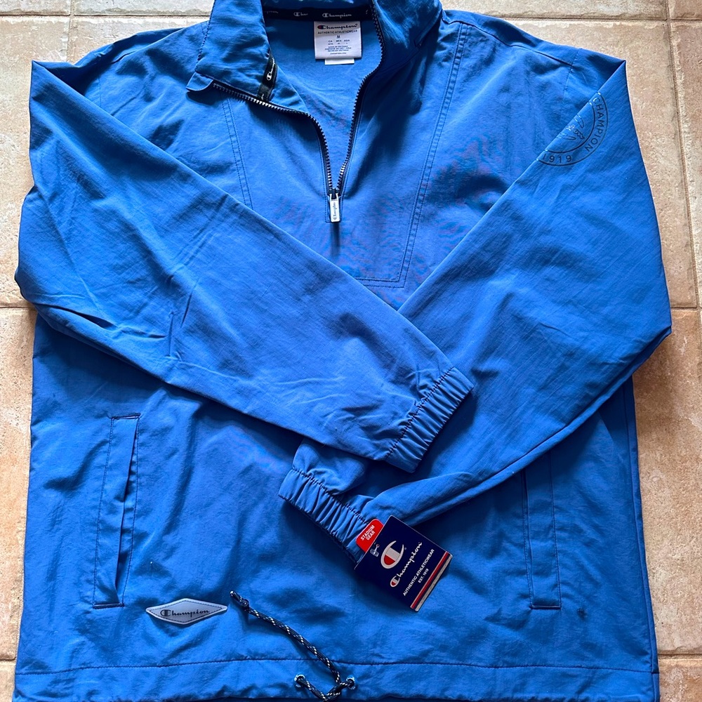 Champion Mens Jacket Packable Wind Resistant Lightweight Scuba Hood Kanga pocket